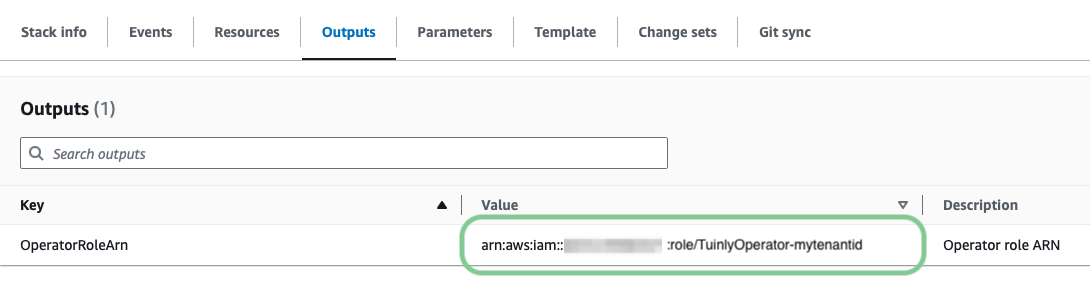AWS CloudFormation Outputs - OperatorRoleArn